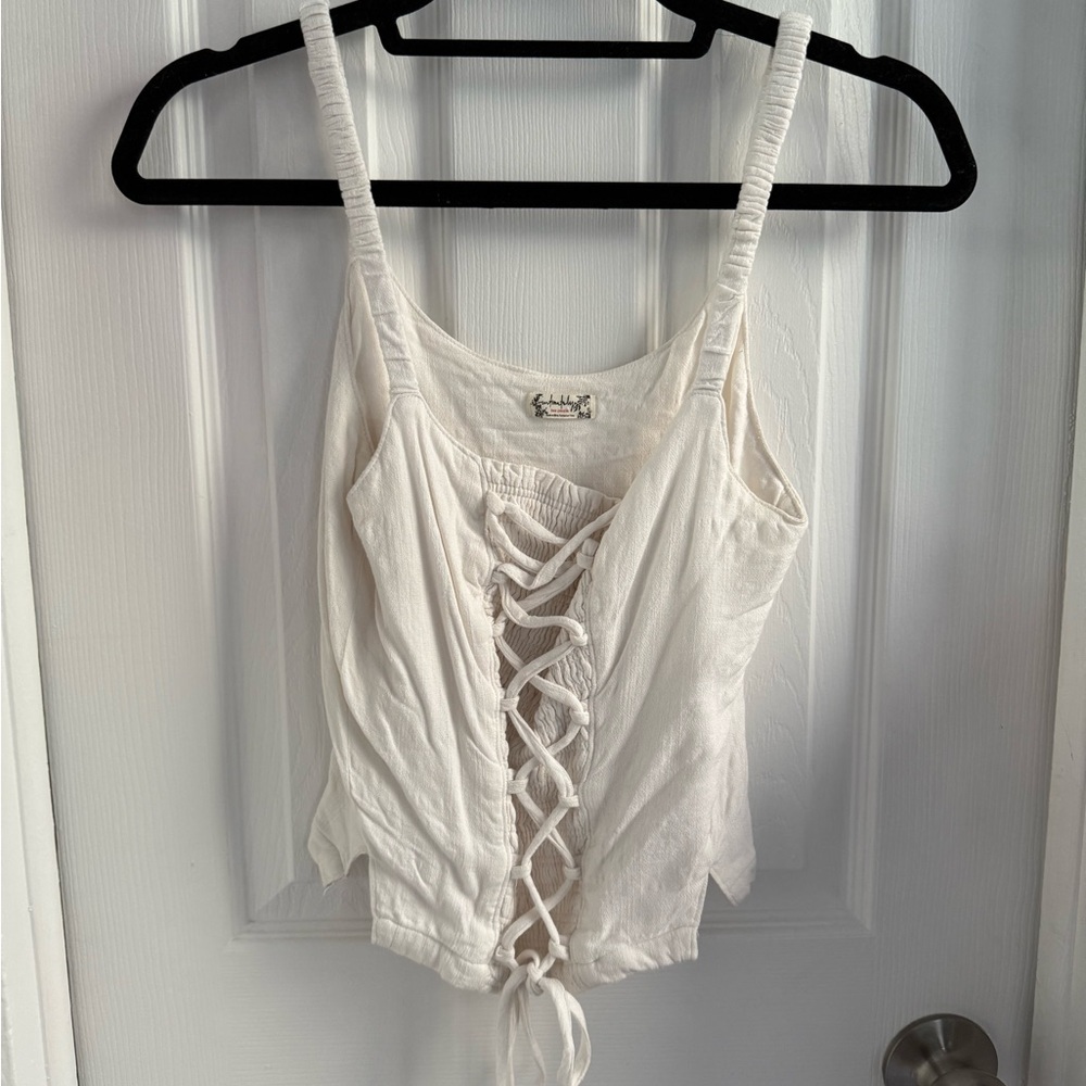 Cream lace up corset